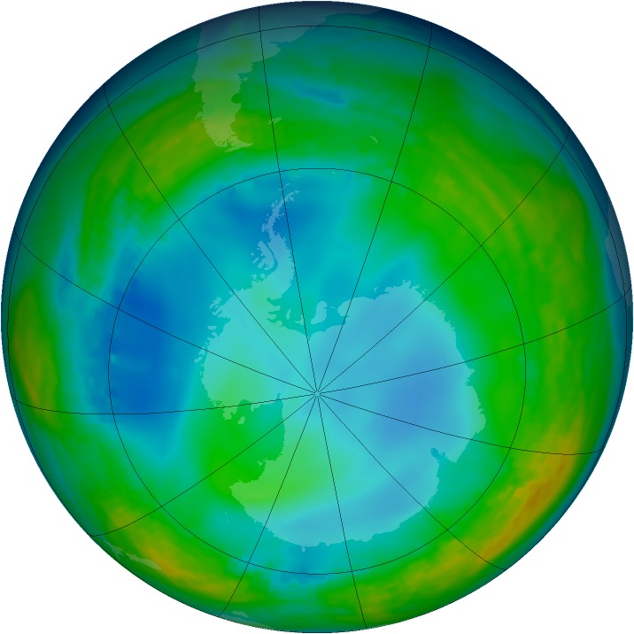 Antarctic ozone map for 17 June 1992